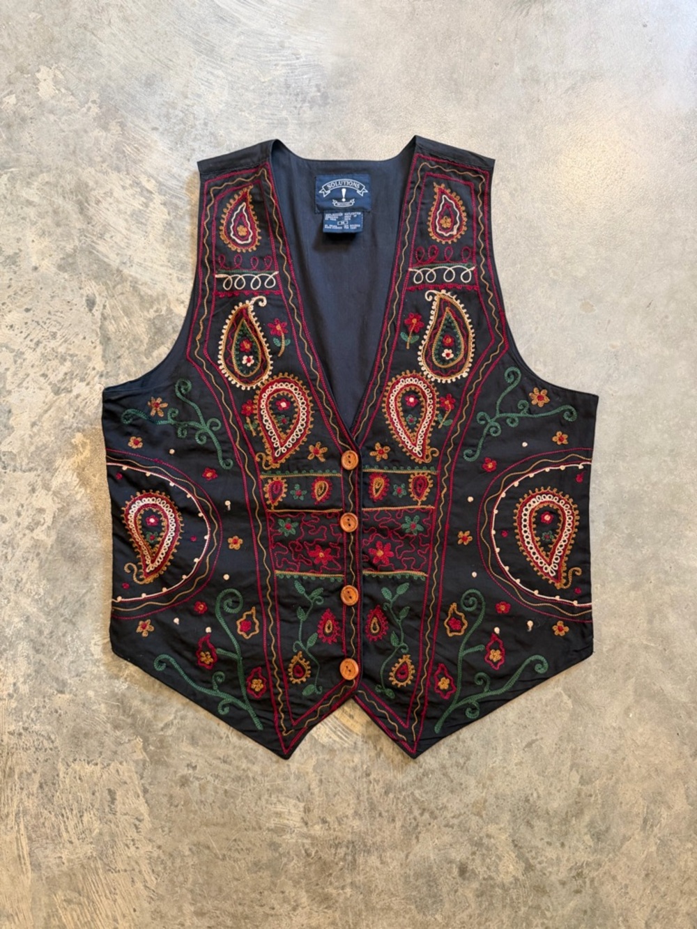 Solutions Original Paisley & Floral Embroidered Vest
